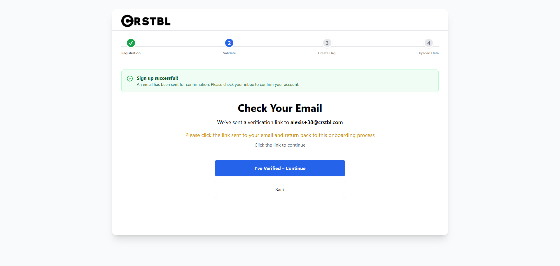 Create account screen 2